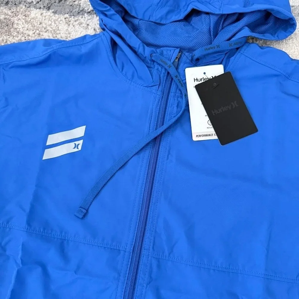 Hurley Mens Exist Brushed Poly‎ Full Zip Size M Windbreaker Blue HSP21VMJ-01939